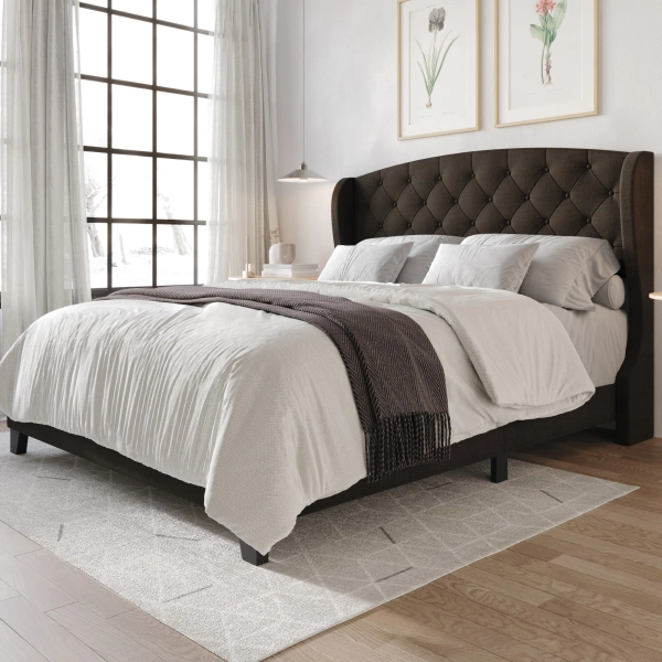 Lark Manor™ Arieya Upholstered Wingback Bed & Reviews | Wayfair