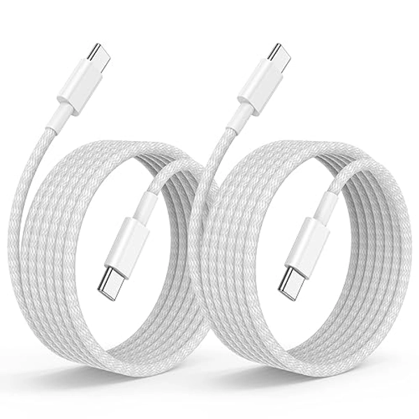 iPhone 16 15 Fast Charger Cable 10ft, Long Type C to USB C Charging Cord for Apple iPhone 16 Pro Max/16/15 Pro Max/15 Plus,MacBook Pro 2021/2020/2019/2018,iPad 12.9/11 inch/Mini/Air 5/4,Samsung Galaxy - White - 2Pack 10 Feet