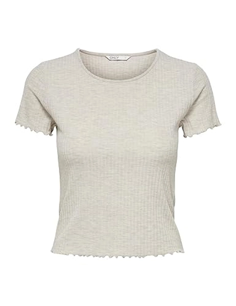 ONLY Emma Jersey T-Shirt - M - Pumice Stone/Detail:melange