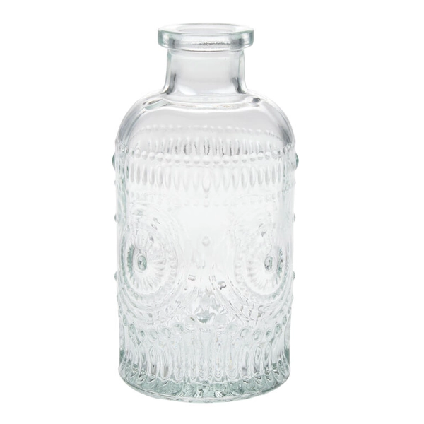 Clear Glass Medallion Bud Vase Set of 3