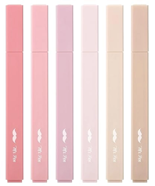 Mr. Pen- Aesthetic Highlighters, 6 pcs, Chisel Tip, Vintage Colors, No Bleed Bible Highlighter Pastel, Highlighters Assorted Colors, Pastel Highlighter Set, Cute Highlighters - Vintage