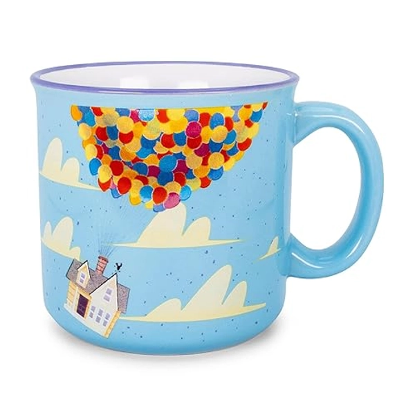 Disney Pixar UP "Adventure Is Out There" 20-Ounce Ceramic Camper Mug | BPA-Free Travel Coffee Cup For Espresso, Caffeine, Cocoa | Home & Kitchen Essentials, Cute Gifts and Collectibles
