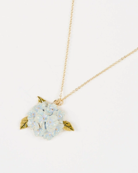 Enamel Hydrangea Gold Necklace | Default Title