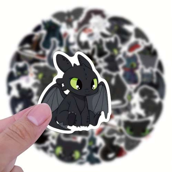 55 pièces d'autocollants mignons de toothless cartoon adaptés pour la décoration d'ordinateur, verre d'eau, sac, bagage, téléphone mobile, bicyclette, skateboard | Ne Manquez Pas Ces     | Temu
