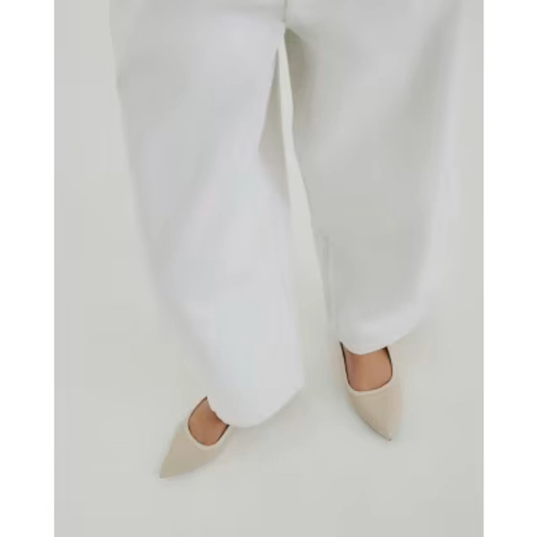 Cream Woven Pointed Slingback Pumps