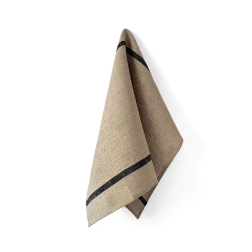 Fog Linen Work Thick Linen Tea Towel: Natural Navy Stripe 