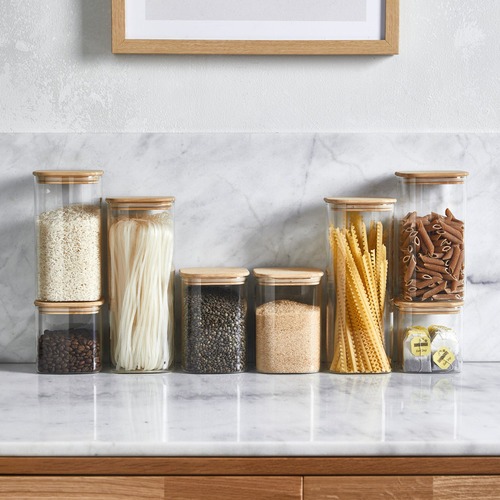 8 Piece Pantry Square Glass Canister Set
