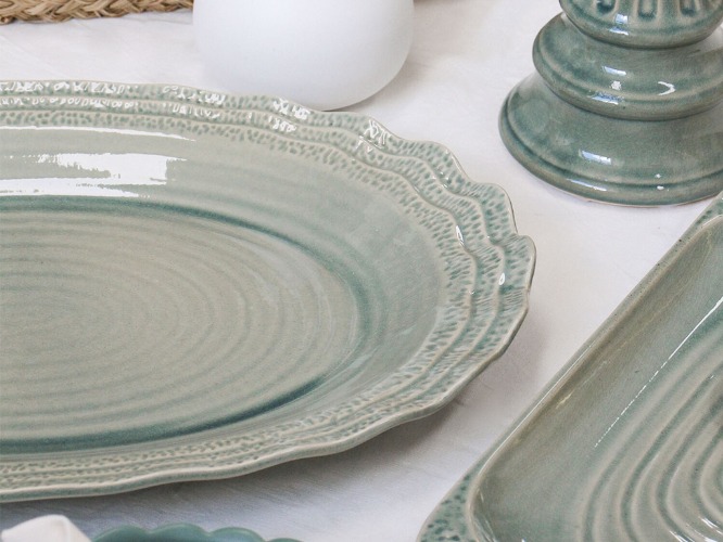 Minorca Silver Grass Ceramic Oval Platter XL 49x33.5x6cm |