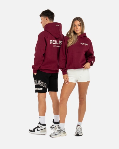 SSS REALISM BACK LOGO HOODIE CARMINE RED - S
