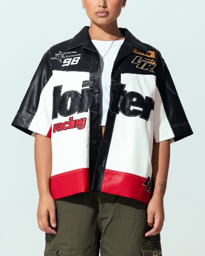 Loiter Racer Button Up Shirt Black/Red S 