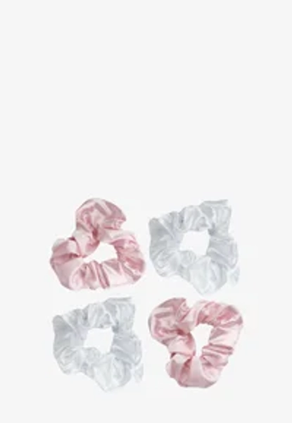 BRUSHWORKS PINK & WHITE SATIN SCRUNCHIES - Haar-Styling-Accessoires - -