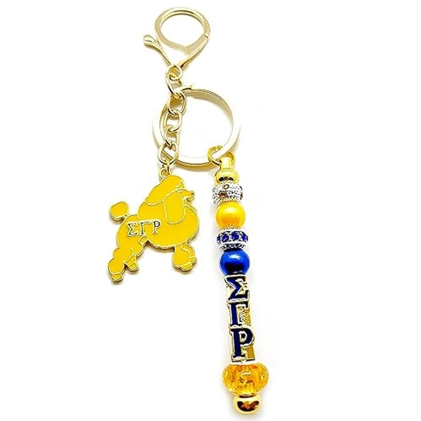 Chan PinPin SIGMA GAMMA RHO Sorority Keychain SGR Poodle Enamel Letter Pendant Metal Keyring for Women Sorority Society Symbol DIY jewelry Accessories