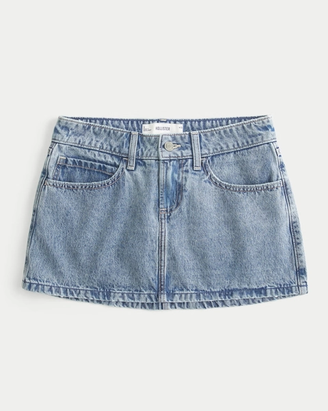 Low-Rise Denim Mini Skort