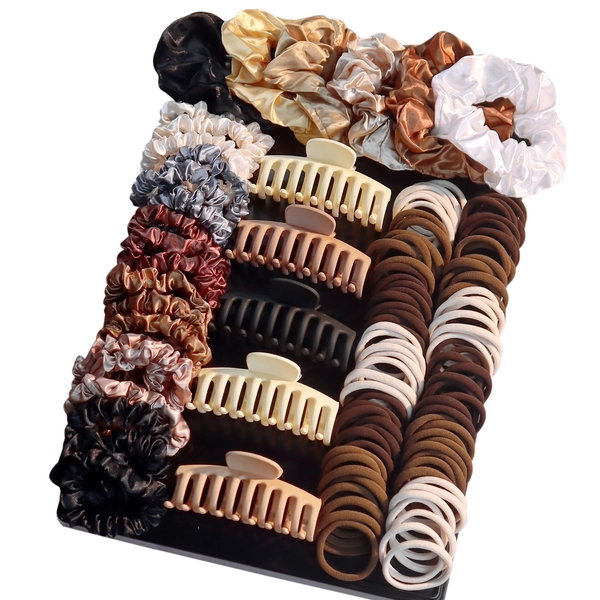 [New Hair Accessories Collection] A Collection of New Hair Accessories for Women, Including Seamless Ponytail Holders, Assorted Hair Clips, Scrunchies, And Hair Bands, Perfect for Holiday Parties.