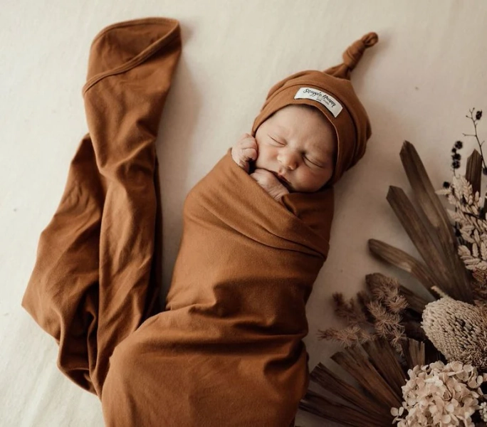 Snuggle Hunny Baby Jersey Wrap & Beanie Set - Bronze | Default Title