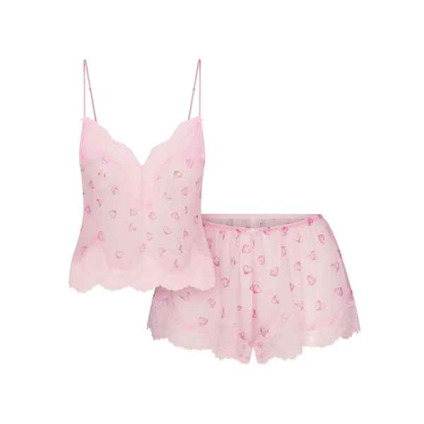 SKIMS ROMANCE LACE CAMI AND SHORT SET | CHERRY BLOSSOM LLOON PRINT | 4X