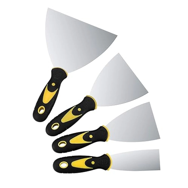 4 Stücke Spachtel Set, Flächenspachtel Trockenbau Werkzeug, Edelstahl Malerspachtel mit Kunststoffgriff, Putty Messer Spachtel, Schaber Palettenmesser Kratzer(1,5 Zoll; 3 Zoll; 4 Zoll; 6 Zoll)