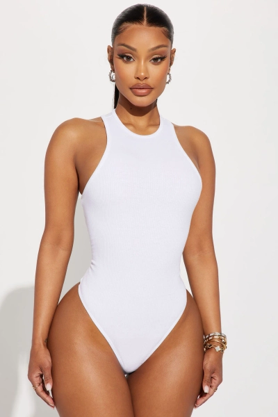 Model Attitude Racerback Bodysuit - White