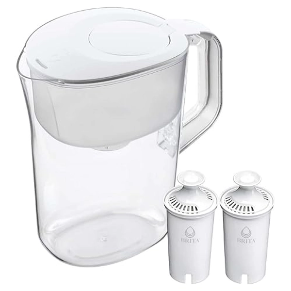 Brita Large 10 Cup Water Filter Pitcher with Smart Light Filter Reminder and 2 Standard Filters, Made Without BPA, White (Packaging May Vary)