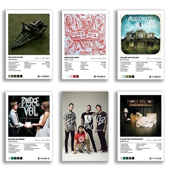 MISTRARA Pierce Poster The Veil Album Cover Limited Edition Posters (Set of 6) Unframed 8inch X 12inch(20 X 30cm) Room Aesthetic Scannable Song Code Music Posters