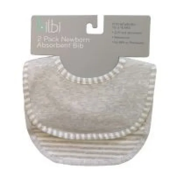 Bilbi Newborn Absorbent Bib - Melange Grey - 2 Pack