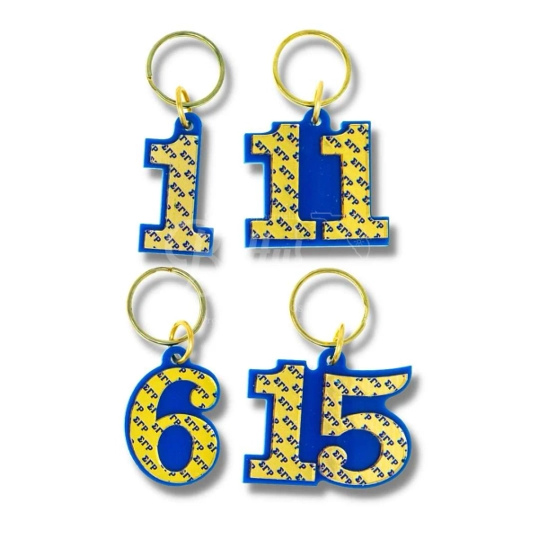 Sigma Gamma Rho ΣΓΡ Line Number Mirrored Acrylic Keychain Available 1-25 | Blue / 6