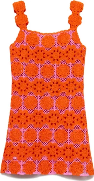MANGO Floral Crochet Minidress | Nordstrom