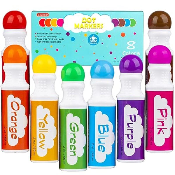 Dot Markers for Toddlers Kids Preschool, Bingo Daubers Washable Art Markers 8 Colors, Toddlers Arts and Crafts Supplies, Kids Painting Drawing Coloring Supplies, Dot Paint Craft Kit Preschool Learning - 8