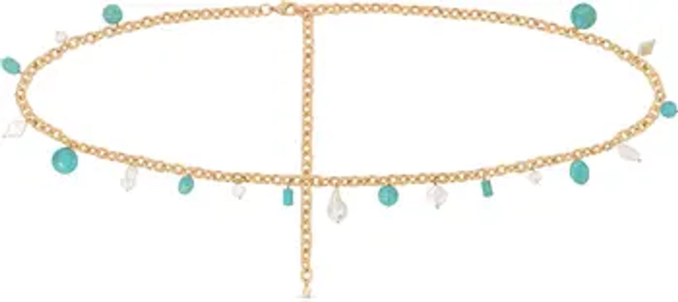 Ettika Turquoise & Freshwater Pearl Charm Waist Chain | Nordstrom