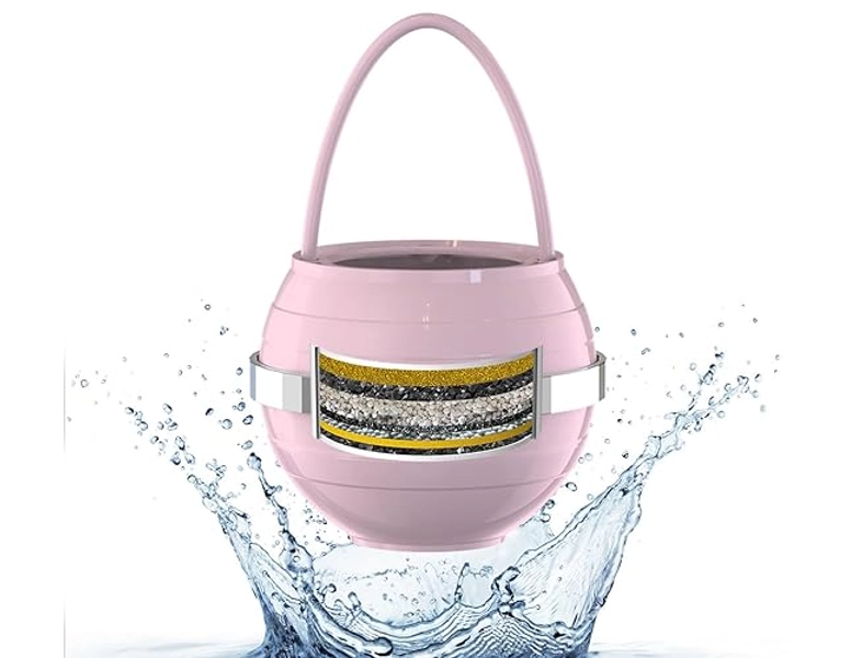 Bathtub Water Filter for Tub with Overflow,2,500 Gallons of Filtration,8 Stages Bath Filter,Remove contaminants,Chlorineand Fluoride,Hardwater Softener,BPA Free(Upgrade Version),Pink - Pink