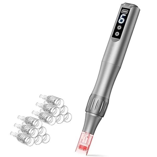 Microneedling Roller Pen Dermabrasion Roller 0.25mm Derma Roller for Face Skin, 0.25mm Microneedle Roller Micro Needle Roller for Men Women Home Use