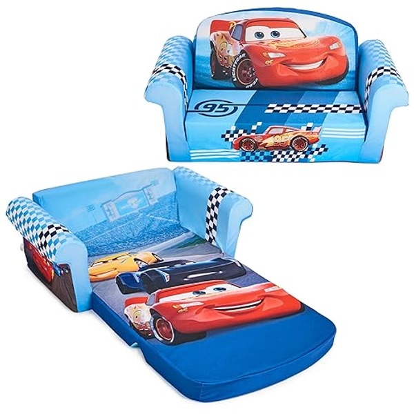 MARSHMALLOW Furniture, Children's 2-in-1 Flip Open Foam Compressed Sofa, Disney's Cars, Multicolor - Cars