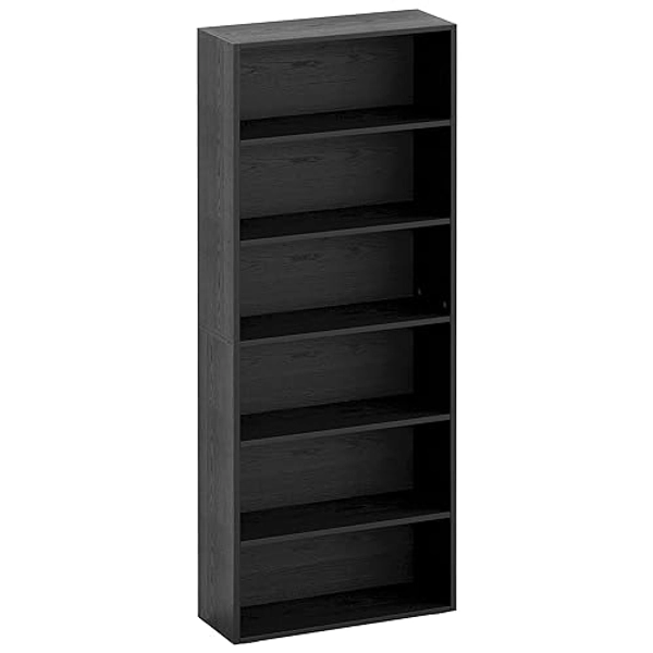 IRONCK Bookshelves and Bookcases Floor Standing 6 Tiers Display Storage Shelves 70 in Tall Bookcase Home Decor Furniture for Home Office, Living Room, Bed Room - Vintage Black