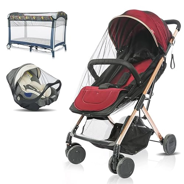 V-Fyee Mosquito Net, Baby Net for Stroller, Visible Breathable Mesh Strollers Cover Bug Netting for Bassinet, Pack N Play,Car Seat, Camping Travel Gear (Black) - Black