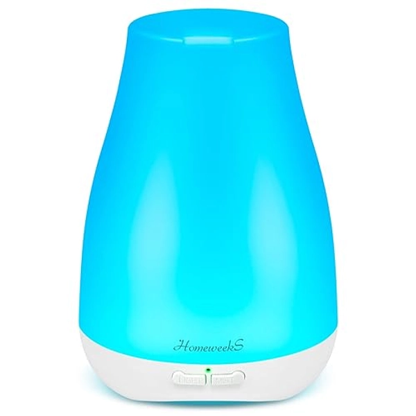 Homeweeks Diffusers, 100ml Colorful Essential Oil Diffuser with Adjustable Mist Mode, Auto Off Aroma for Bedroom/Office/Trip (100 ML 1 Pack) - Basic White - 100 Ml 1 Pack