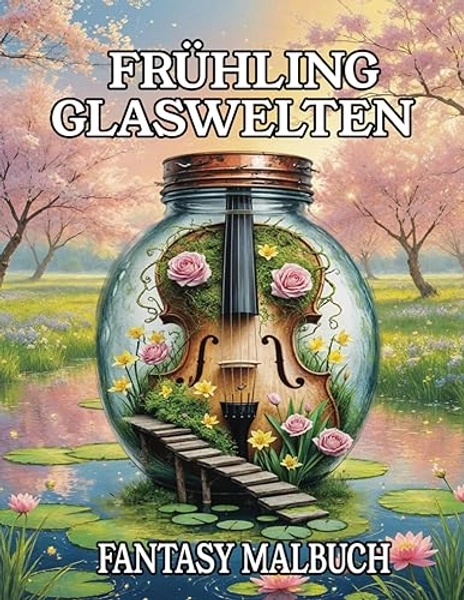 Frühling Glaswelten – Fantasy Malbuch: Ausmalbuch für kreative Erwachsene und Jugendliche mit 50 fantasievollen Frühlingswelten im Glas für Stressabbau und Achtsamkeit