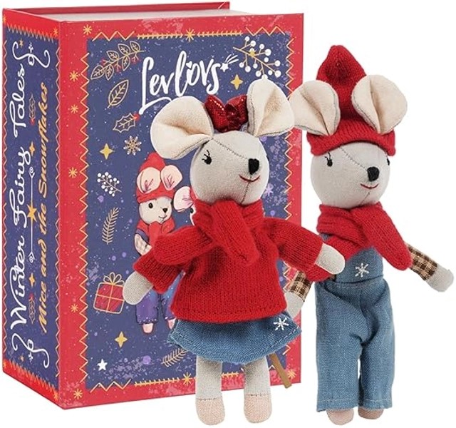 LEVLOVS Christmas Mice in Gift Box Mouse in a Matchbox Toy Baby Registry Gift