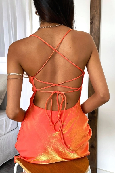 Olivia Dress - Orange Shimmer | 12