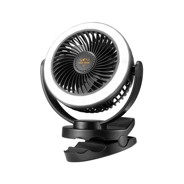 San Hima 10000mAh Portable Camping Fan Rechargeable Clip On Fan With LED Light