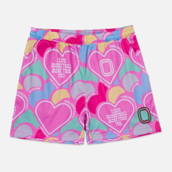 Kids I Love Basketball Shorts | S / Pink