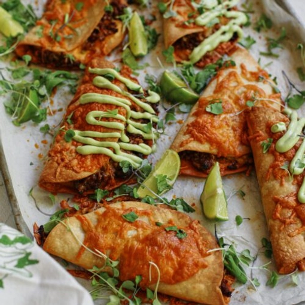 Sheet Pan Beef Tacos with Avocado Lime Crema - britacooks