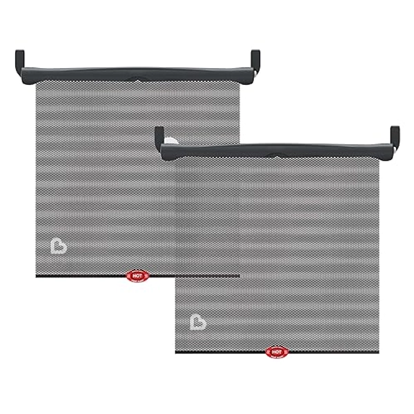 Munchkin® Brica® Sun Safety™ Car Window Roller Shade with White Hot® Heat Alert, Black, 2 Count (Pack of 1) - Car Window Roller Shade