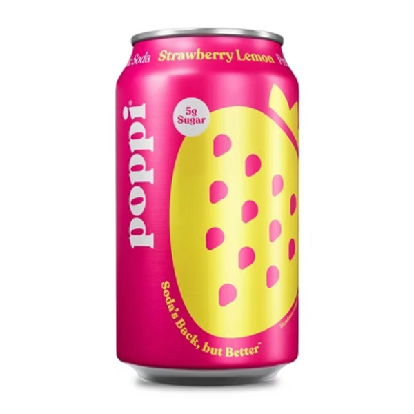 Poppi Strawberry Lemon Prebiotic Beverage - 12 fl oz Can