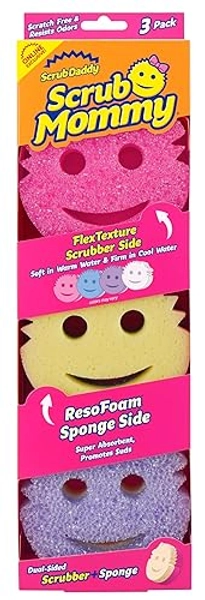 Scrub Daddy Scrub Mommy Sponges - Dish Scrubber + Non-Scratch Cleaning Sponges Kitchen, Bathroom + Multi-Surface Safe - Dual-Sided Dish Sponges for Scrubbing - Online Exclusive (3 Count) - 3 Count (Pack of 1) - Exclusive Scrub Mommy