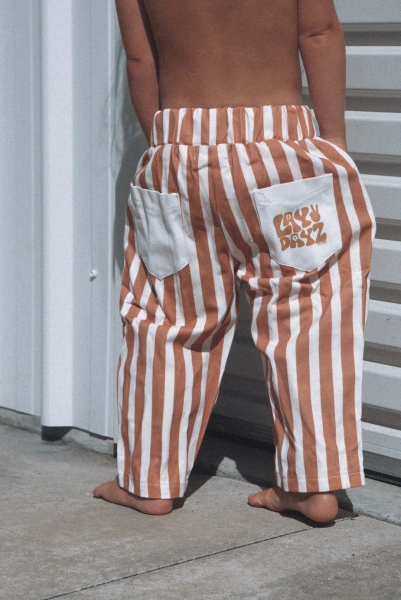 Lay Dayz canvas baggy striped pant - Brown | 6-12m