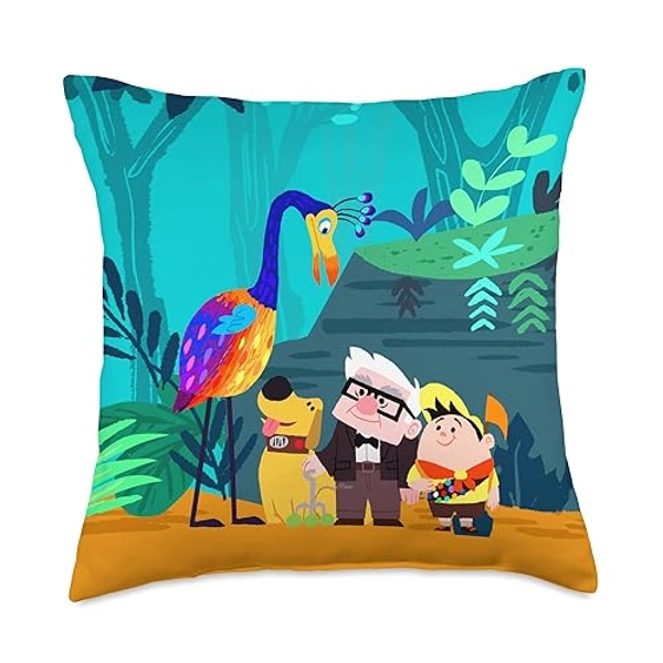 Disney and Pixar’s Up Carl Russell Dug Kevin Paradise Falls Throw Pillow - 18x18