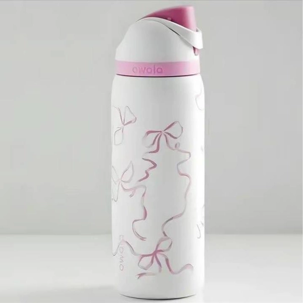 Owala Best Color Pink Tie Bow Coquette Water Bottle, 24 hour insulation, 24oz capacity, suitable for daily use for work or school, gift for her - TikTok Shop