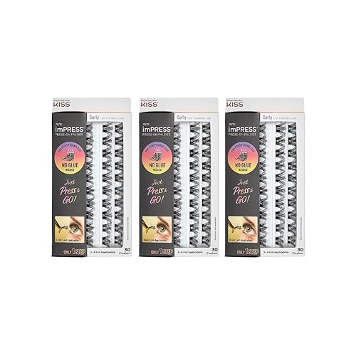 imPRESS Press-On Falsies 3-Pack Curly - 90 Clusters