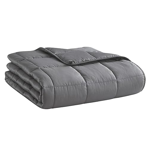Weighted Blanket (Dark Grey,48"x72"-15lbs) Cooling Breathable Heavy Blanket Microfiber Material with Glass Beads Big Blanket for Adult All-Season Summer Fall Winter Soft Thick Comfort Blanket - Dark Grey - 48" x 72" | 15lbs