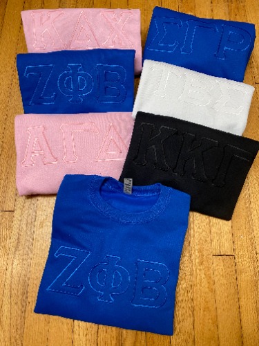 Greek Tonal Satin Embroidered Sweatshirt | XL